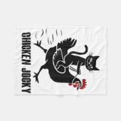 Chicken Jockey Funny Black Cat Fleece Deken (Voorkant (Horizontaal))