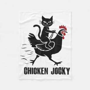 Chicken Jockey Funny Black Cat Fleece Deken