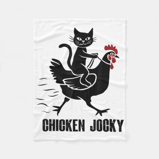 Chicken Jockey Funny Black Cat Fleece Deken (Voorkant)
