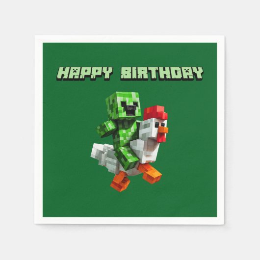 Chicken Jockey Funny Gaming Block Party Servet (Voorkant)