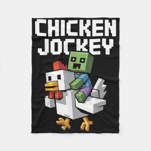 Chicken Jockey Pixel Grappig Fleece Deken (Voorkant)