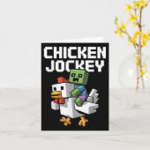 Chicken Jockey Pixel Grappig Kaart (Gele Bloem)