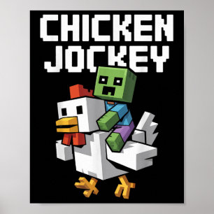 Chicken Jockey Pixel Grappig Poster