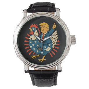 Chicken Jockey Trump Funny Meme Horloge
