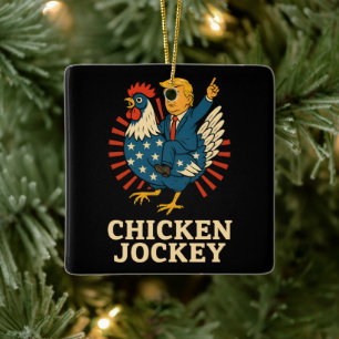Chicken Jockey Trump Funny Meme Keramisch Ornament