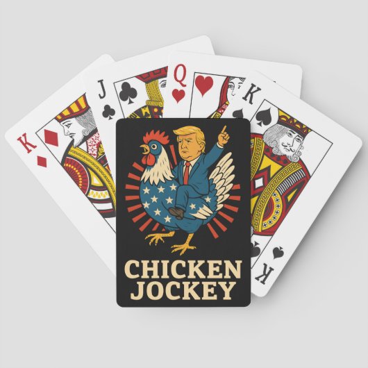 Chicken Jockey Trump Funny Meme Pokerkaarten (Achterkant)