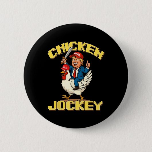 Chicken Jockey Trump Funny Meme Ronde Button 5,7 Cm (Voorkant)