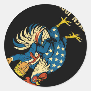 Chicken Jockey Trump Funny Meme Ronde Sticker