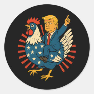 Chicken Jockey Trump Funny Meme Ronde Sticker