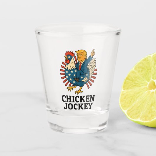 Chicken Jockey Trump Funny Meme Shot Glas (Voorkant)
