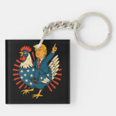 Chicken Jockey Trump Funny Meme Sleutelhanger (Achterkant)
