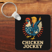 Chicken Jockey Trump Funny Meme Sleutelhanger (Voorkant)