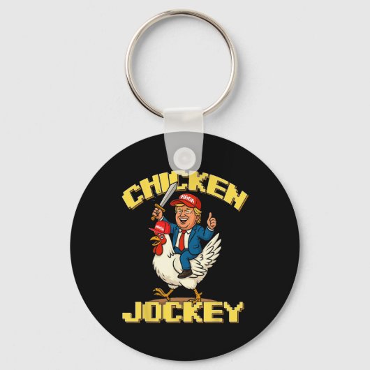 Chicken Jockey Trump Funny Meme Sleutelhanger (Voorkant)