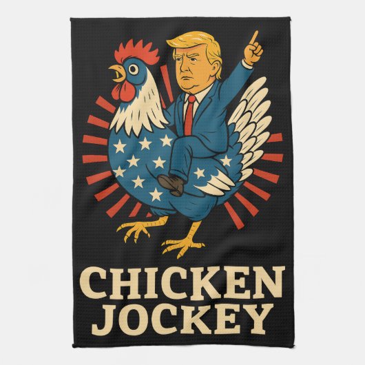 Chicken Jockey Trump Funny Meme Theedoek (Verticaal)
