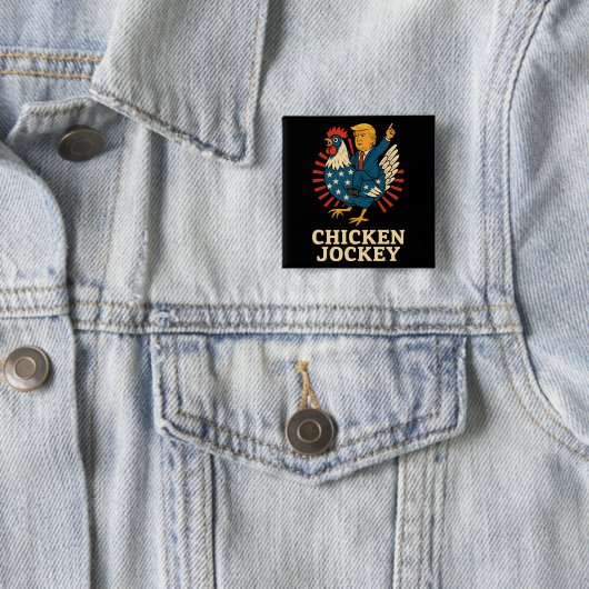 Chicken Jockey Trump Funny Meme Vierkante Button 5,1 Cm (In situ)