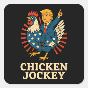 Chicken Jockey Trump Funny Meme Vierkante Sticker