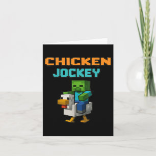 Chicken Jockey Zombie Pixel Art Zombie Gamer Grapp Kaart