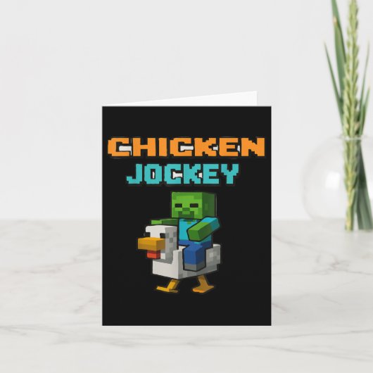 Chicken Jockey Zombie Pixel Art Zombie Gamer Grapp Kaart (Voorkant)
