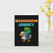 Chicken Jockey Zombie Pixel Art Zombie Gamer Grapp Kaart (Gele Bloem)