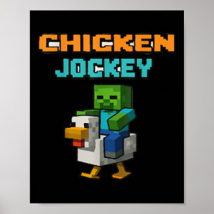 Chicken Jockey Zombie Pixel Art Zombie Gamer Grapp Poster