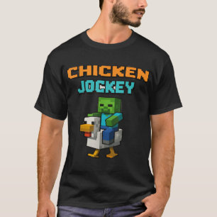 Chicken Jockey Zombie Pixel Art Zombie Gamer T-shirt