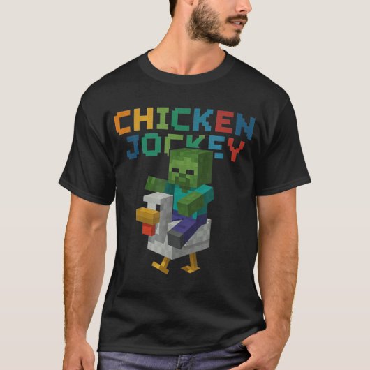 Chicken Jockey Zombie Pixel Grappig T-shirt (Voorkant)