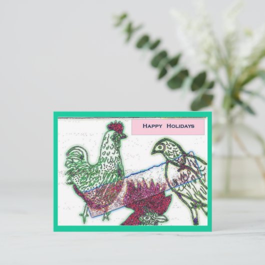 Chicken Joy Christmas Briefkaart (Staand voorkant)