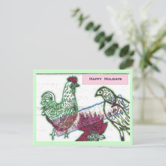 Chicken Joy Christmas Briefkaart - Gepersonaliseer (Staand voorkant)