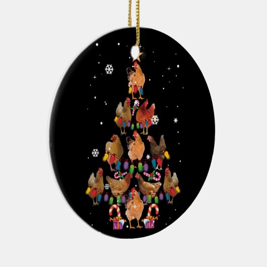 Chicken Kerstbomen Licht Funny Chicken Xmas Keramisch Ornament (Rechts)