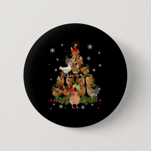 Chicken Kerstbomen Licht Funny Chicken Xmas Ronde Button 5,7 Cm (Voorkant)