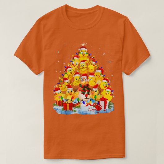 Chicken Kerstbomen Licht Funny Chicken Xmas T-shirt (Design voorkant)