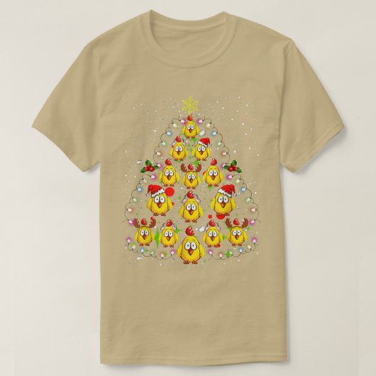 Chicken Kerstbomen Licht Funny Chicken Xmas T-shirt (Design voorkant)