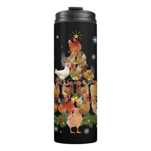 Chicken Kerstbomen Licht Funny Chicken Xmas Thermosbeker (Voorkant)