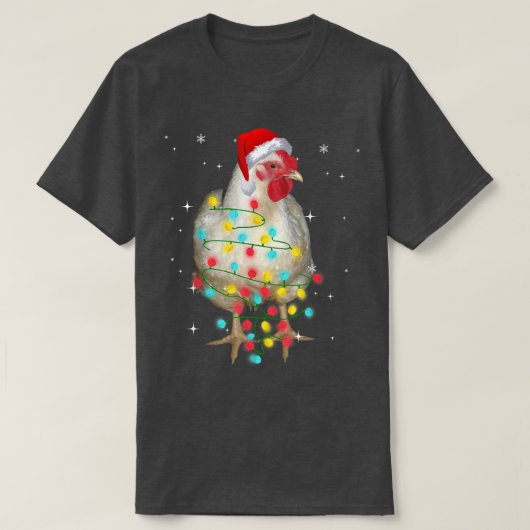 Chicken kerstlampjes Funny Xmas Santa Hat Anim T-shirt (Design voorkant)