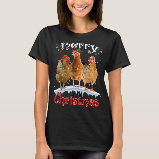 Chicken Kerstlampjes Merry Xmas Chicken T-shirt (Voorkant)