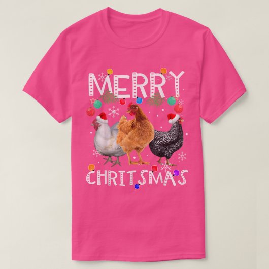 Chicken Kerstlampjes Merry Xmas Chicken T-shirt (Design voorkant)
