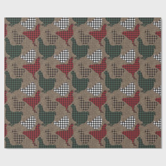 Chicken Kerstmis Pset Burlap Cadeaupapier (Vlak)