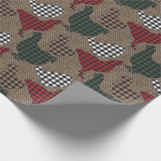 Chicken Kerstmis Pset Burlap Cadeaupapier (Hoek)