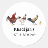 Chicken Kids verjaardagsfeestje gunst Ronde Sticker (Voorkant)