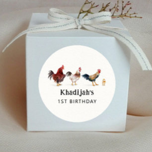 Chicken Kids verjaardagsfeestje gunst Ronde Sticker