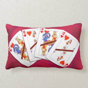 Chicken King en Queen of Hearts die kaarten spelen Kussen