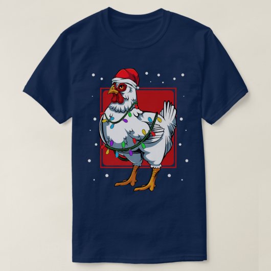 Chicken Lights Fun Santa Cute Celebrat Happy Chris T-shirt (Design voorkant)