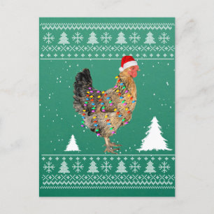 Chicken Lights met kerstpyjama met kerstmis Briefkaart