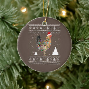 Chicken Lights met kerstpyjama met kerstmis Keramisch Ornament