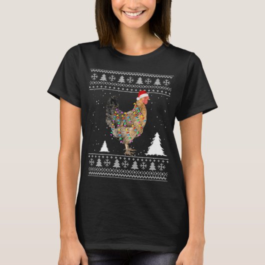 Chicken Lights met Santa Hat-kerstpyjama Ug T-shirt (Voorkant)