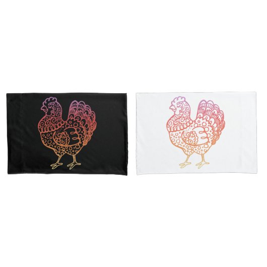  Chicken Lineart Pillowcases Kussensloop (Voorkant-Set)