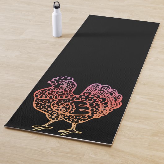 Chicken Lineart Yoga Mat (In situ)