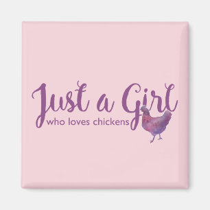 Chicken Love Just a Girl Paarse Chickens Magnet