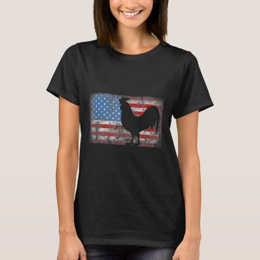 Chicken Lover Grunge American Flag Usa T-shirt (Voorkant)