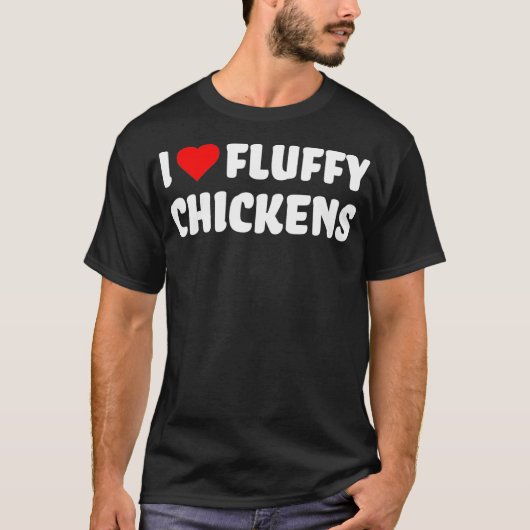 Chicken Lover, I Love Fluffy Chickens with Red Hea T-shirt (Voorkant)